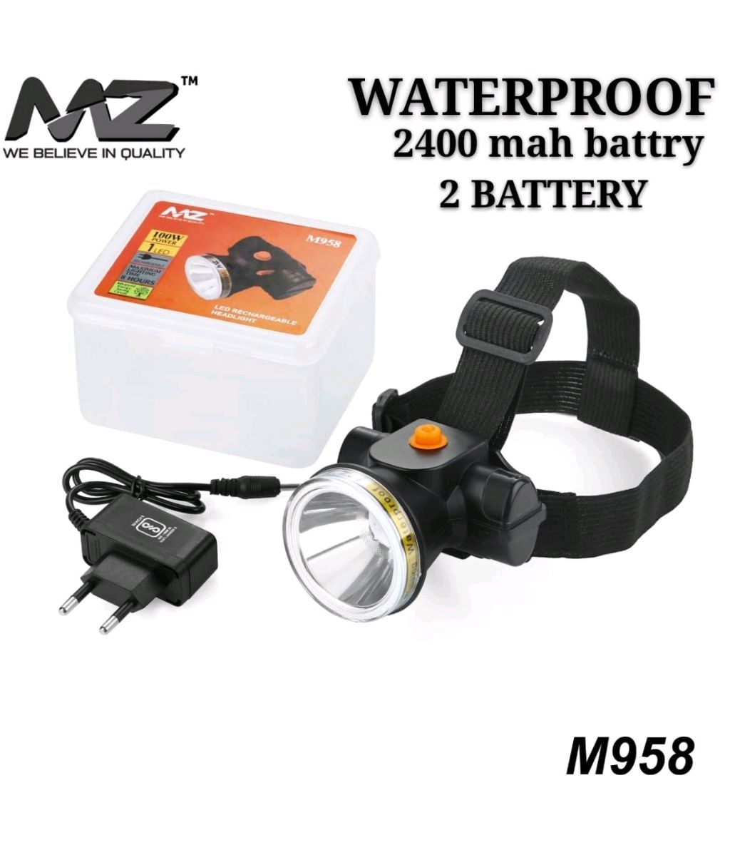 MZ M958 Waterproof Head Torch 🔦 Light Premium Quality 2400 mAh