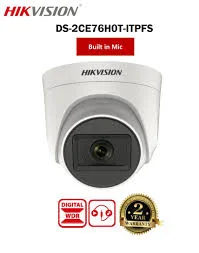 HIKVISION DS-2CE76H0T-ITPFS Ultra-HD IR Wired CCTV Dome Camera,with inbuilt Audio Mic White (5 MP Dome Camera))