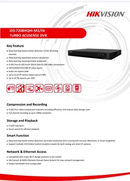 HIKVISION 2MP IDS-7208HQHI-M2/FA 8CH DVR