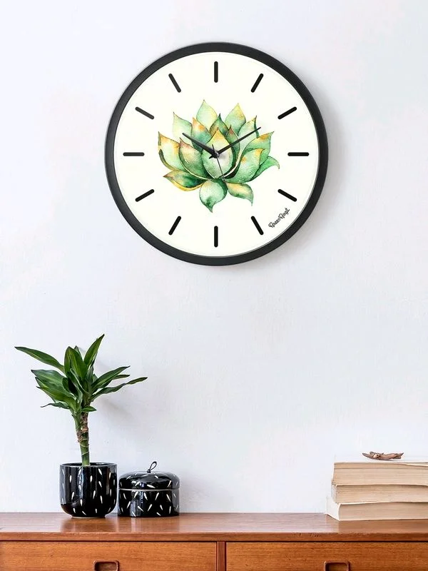 Green Cactus Analog Wall Clock