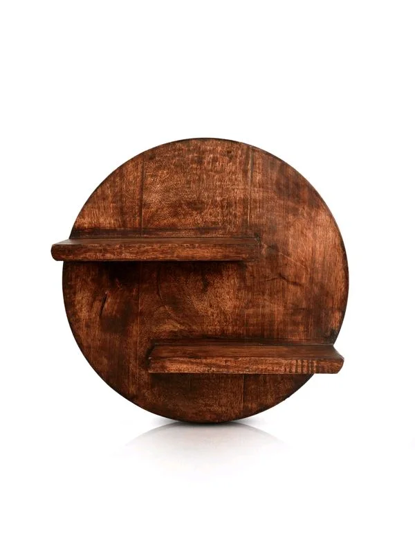 Green girgit Wooden Round Wall Shelf - Carnaby Tan