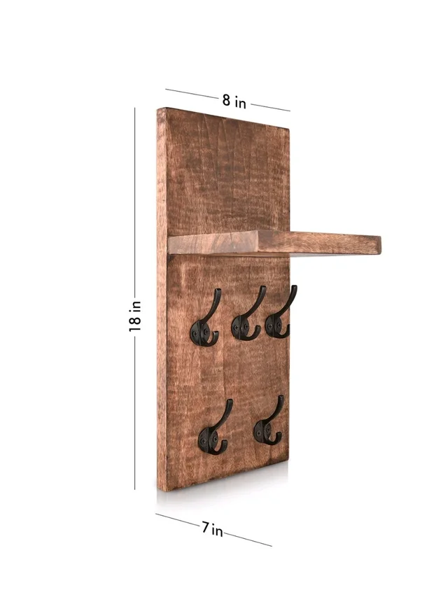 Green Girgit Five Hook Wooden Key Holder