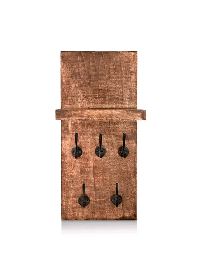 Green Girgit Five Hook Wooden Key Holder