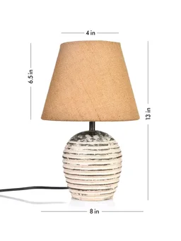 Stripped Wooden Lamp with Jute cover