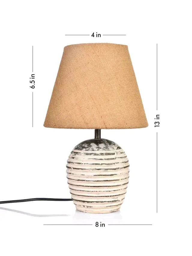 Stripped Wooden Lamp with Jute cover