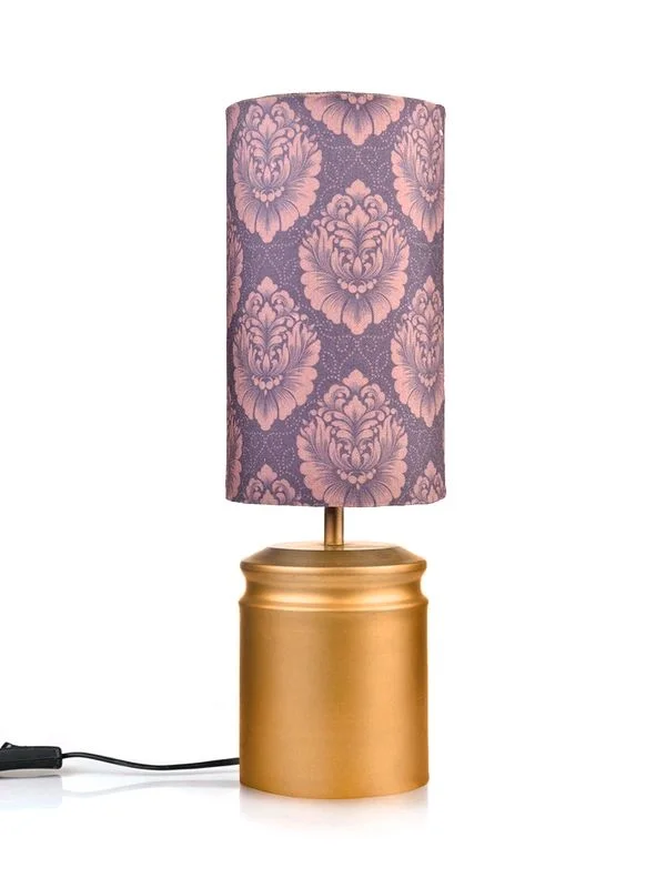 Metal Golden Table Lamp with Motives Printed Shade