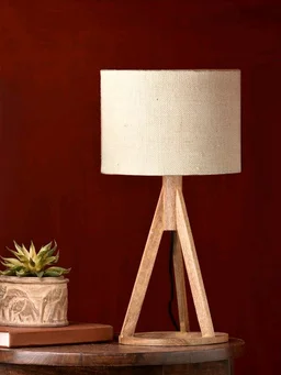 Jute White Trio Wooden Lamp