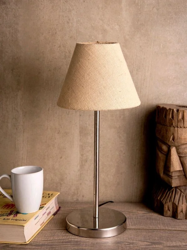 Metal Table Lamp with White Jute Shade