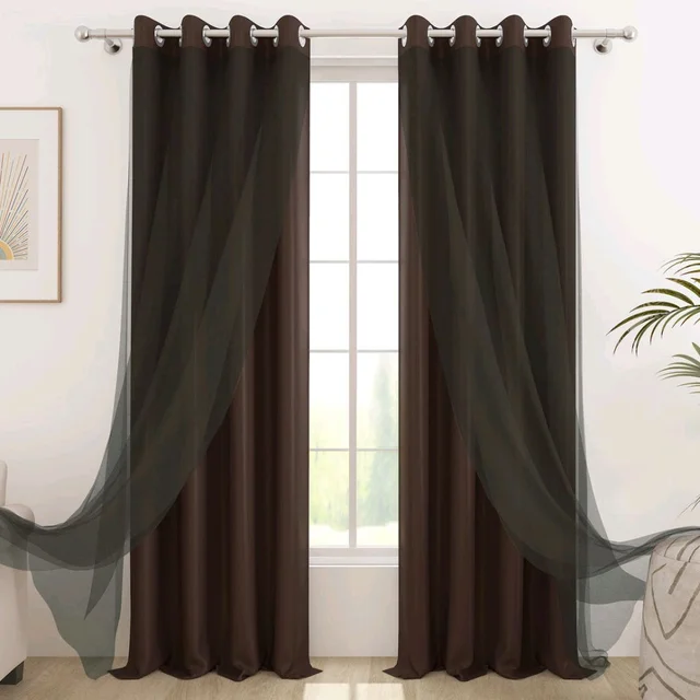 Duo Brown Solid Window/Door/Semi Long Door/Long Door Curtains
