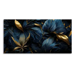 Golden Tropical leaves Canvas Wall Painting