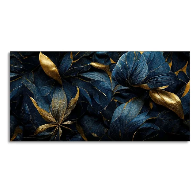 Golden Tropical leaves Canvas Wall Painting