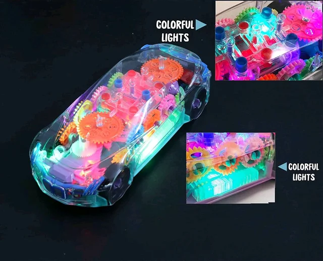 Concept Musical and 3D Lights Kids Transparent Car, Toy for 2 to 5 Year Kids Baby Toy, Multicolor
