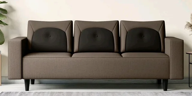 Pangram Fabric 3 Seater Sofa In Taupe Colour